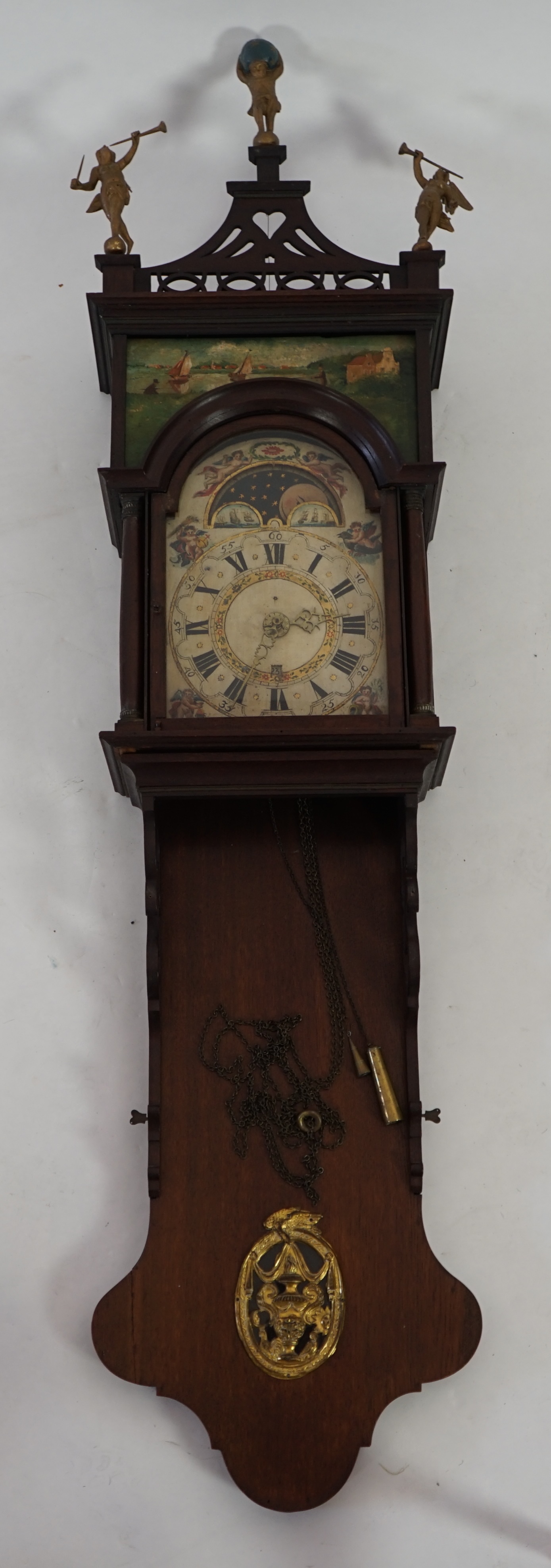 A late 18th century Dutch Frisian Staart oak eight day wall clock